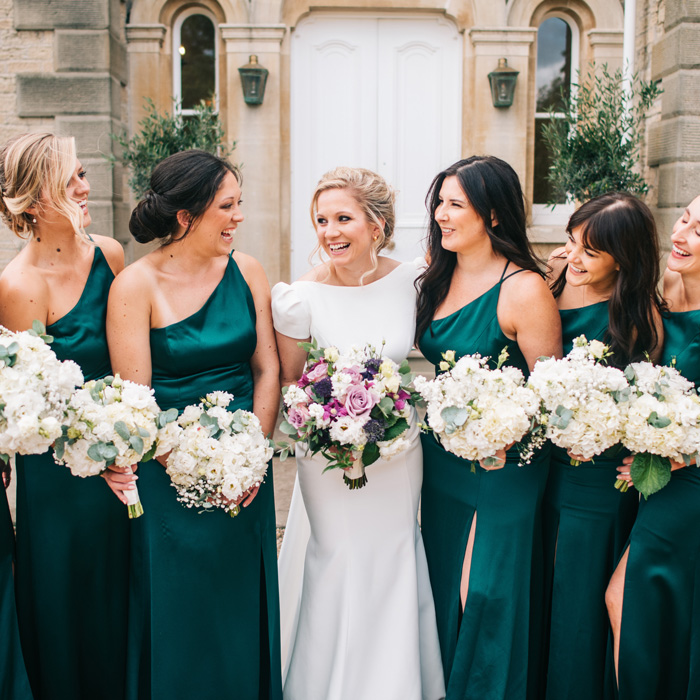 A bride and bridesmaids